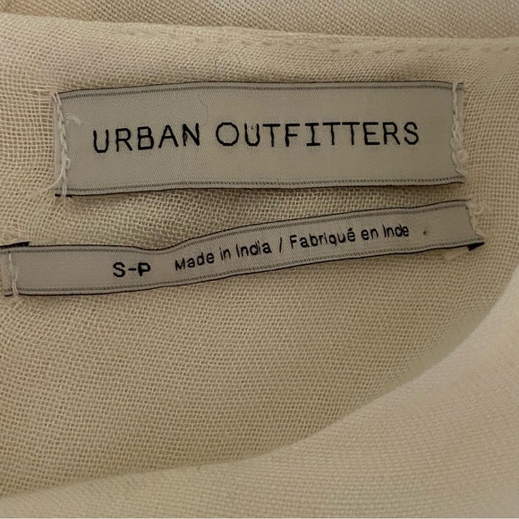 Urban Outfitters White Linen Mini Dress Size Small Preppy Boxy Babydoll Coastal - Picture 6 of 9